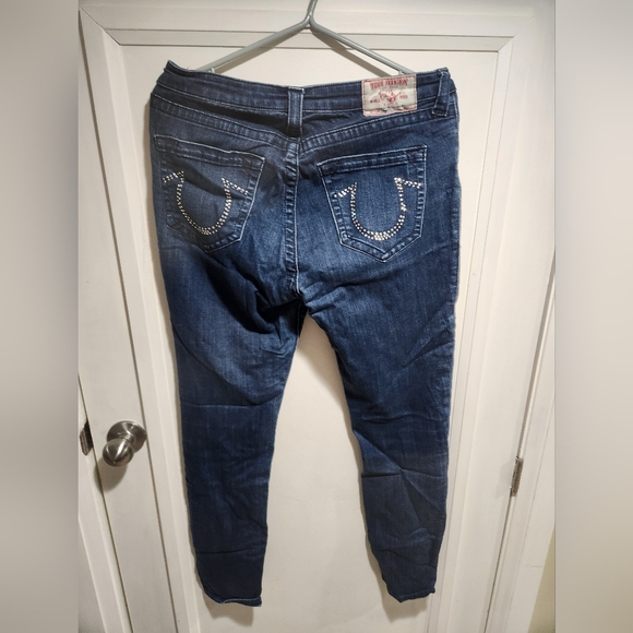 True Religion Blue Women's Jeans with Crystal Logo SIZE 31 - Picture 2 of 6